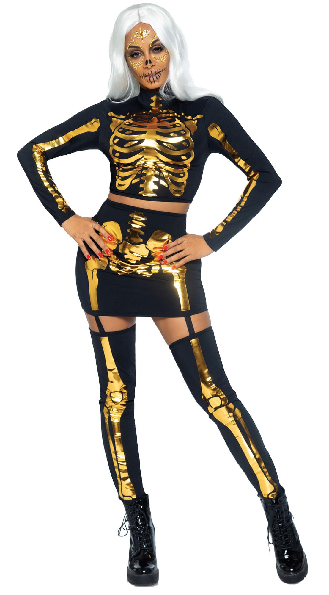 Golden Skeleton Adult Costume Small