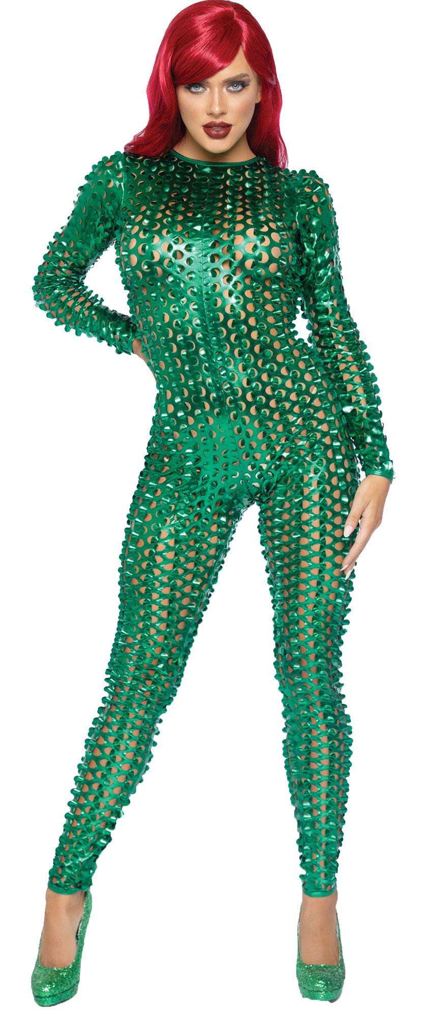 Green Metallic Catsuit Adult Costume
