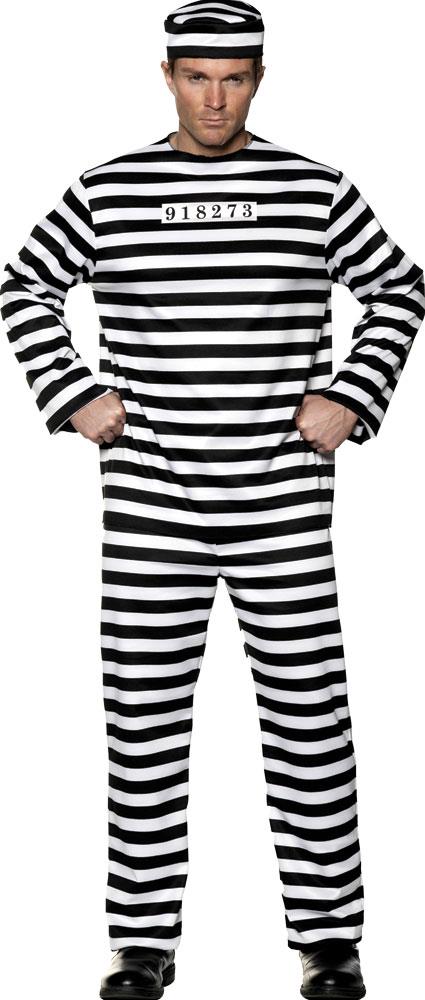 Convict Male Adult Costume One Size
