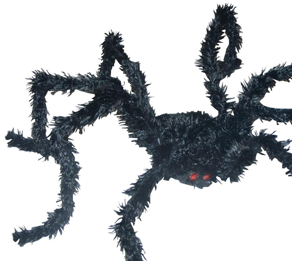Light Up Black Spider Long Hair Halloween Prop