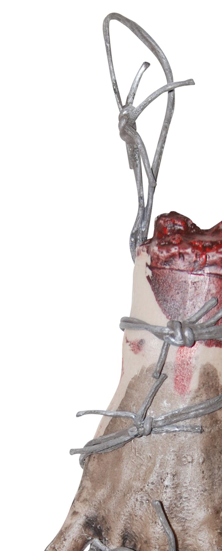 Bloody Hand With Barbed Wire Halloween Prop