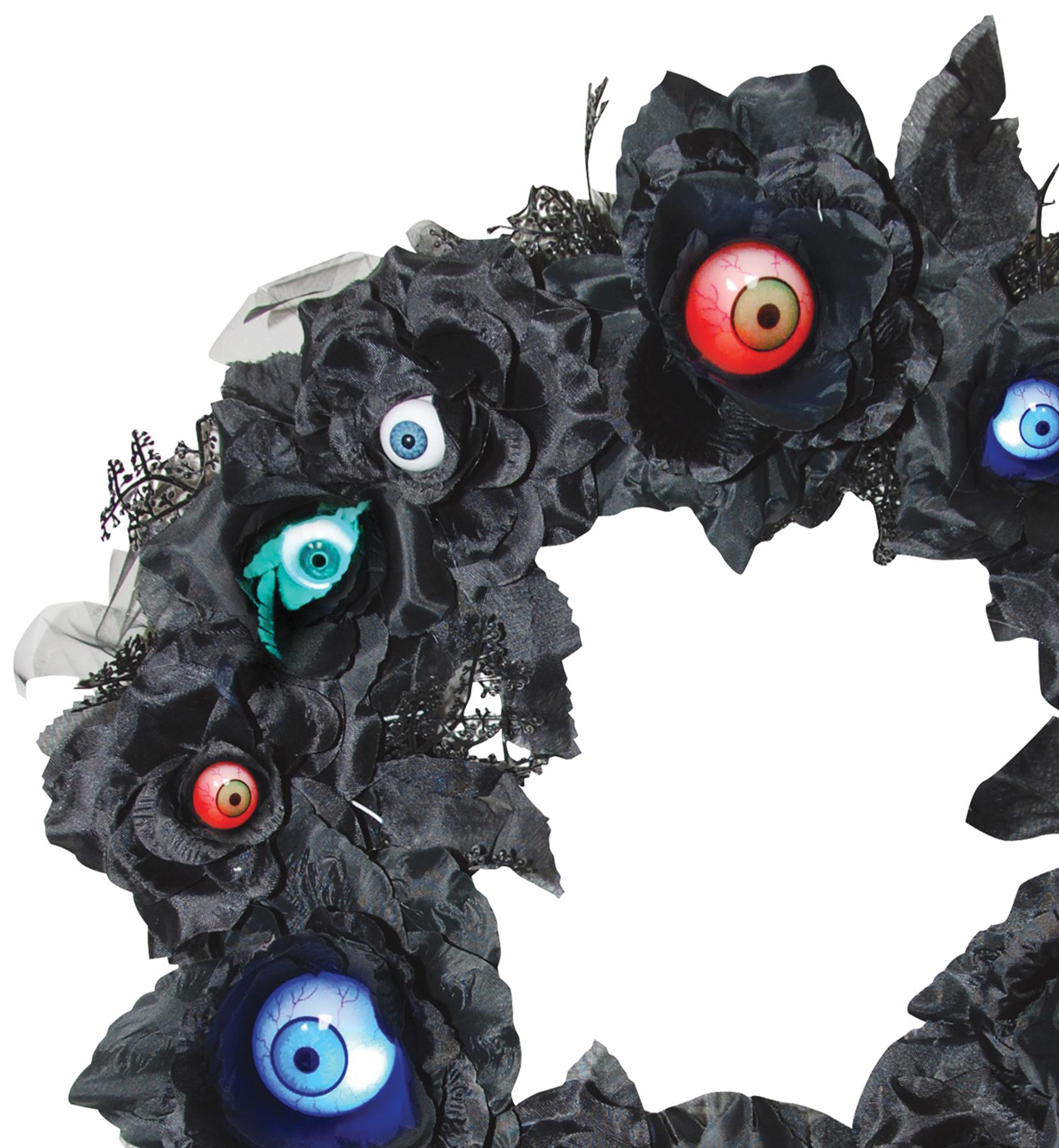 Black Eyeball Light Up Wreath 15in Halloween Prop