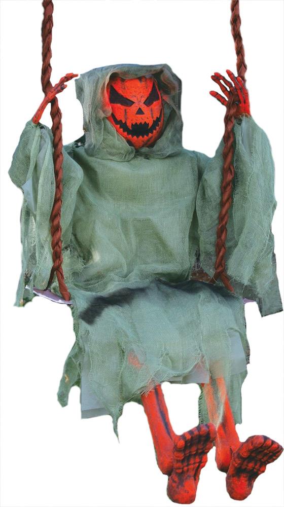 Swinging Dead Pumpkin Skeleton 36in Halloween Prop