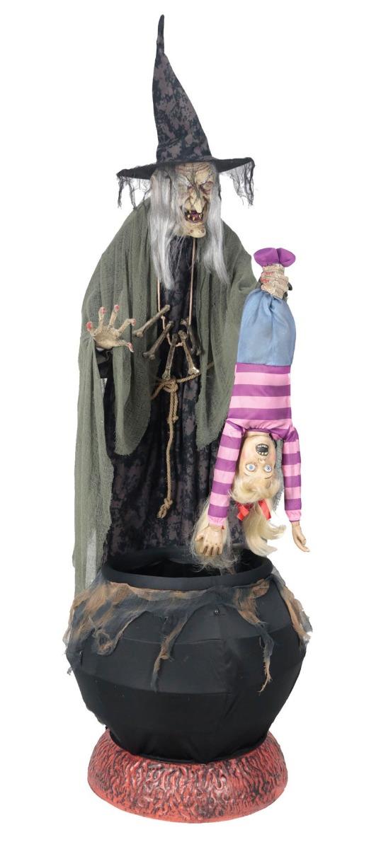 Stew Brew Witch With Kid Animated Halloween Prop