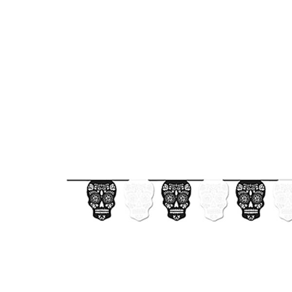 Black & White Skulls Paper Flag Banner