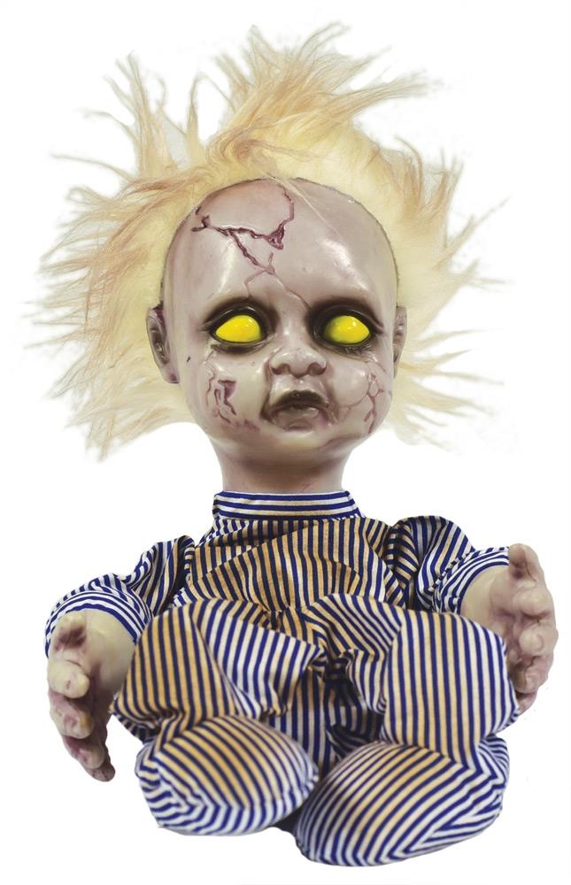 Creepy Blonde Animated Doll Halloween Prop