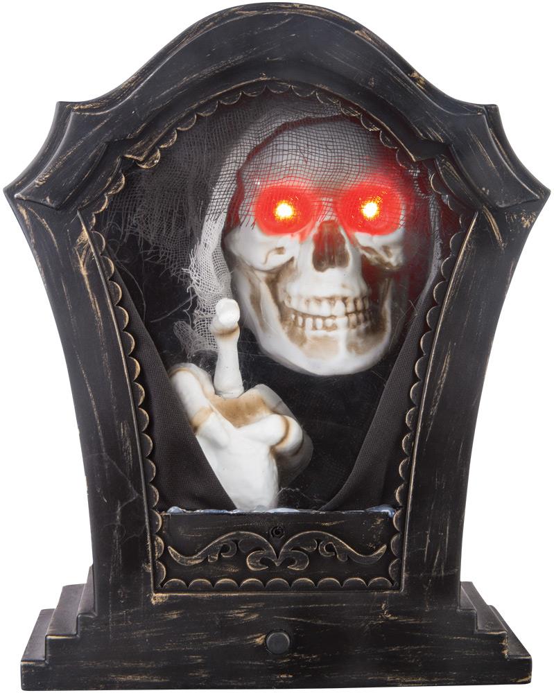 Tapping Skeleton Tombstone Animated Halloween Prop