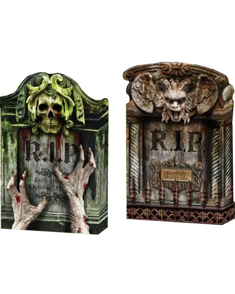Fauxreal Folding 2 Piece Tombstones Halloween Props