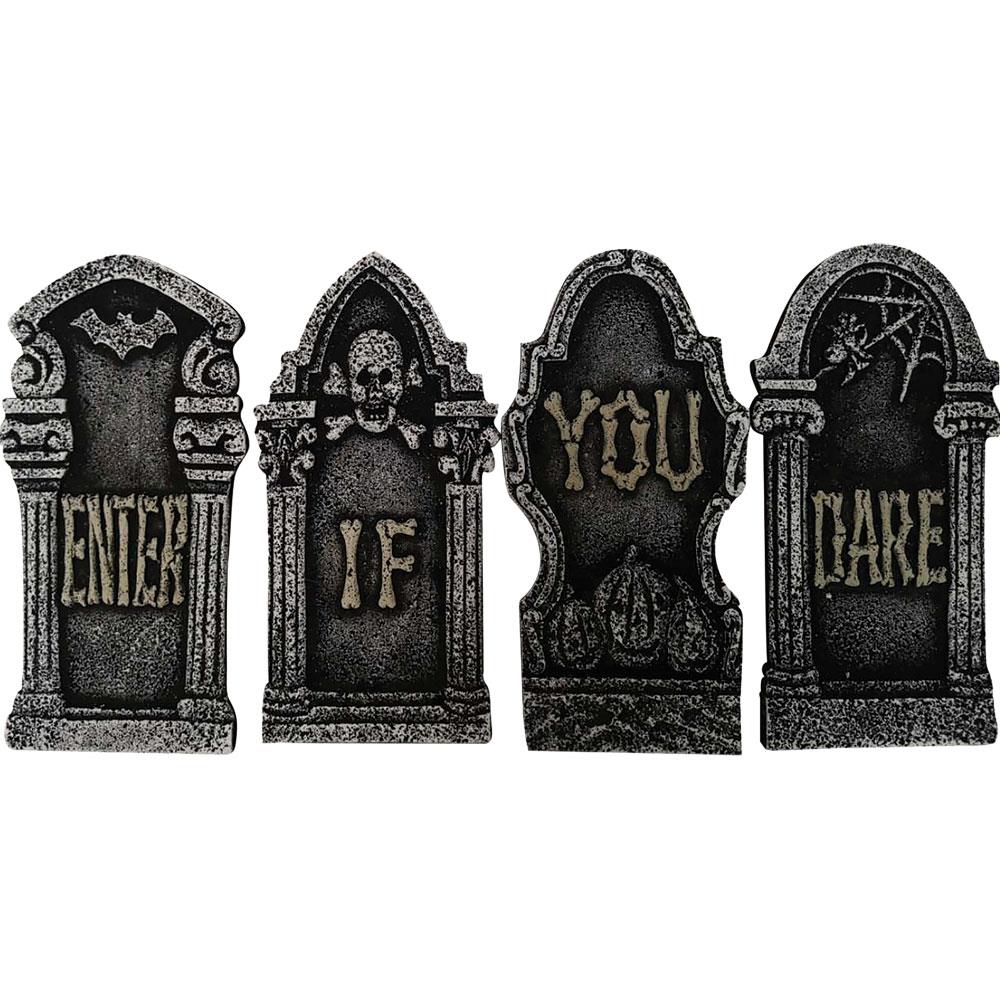 Tombstone Set of 4 Halloween Props