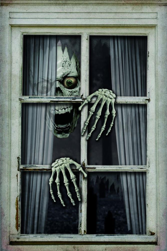 Window Skull and Hands Halloween Decoration