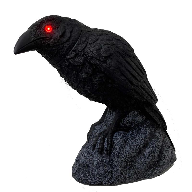 Head Turning Crow Animated Halloween Prop