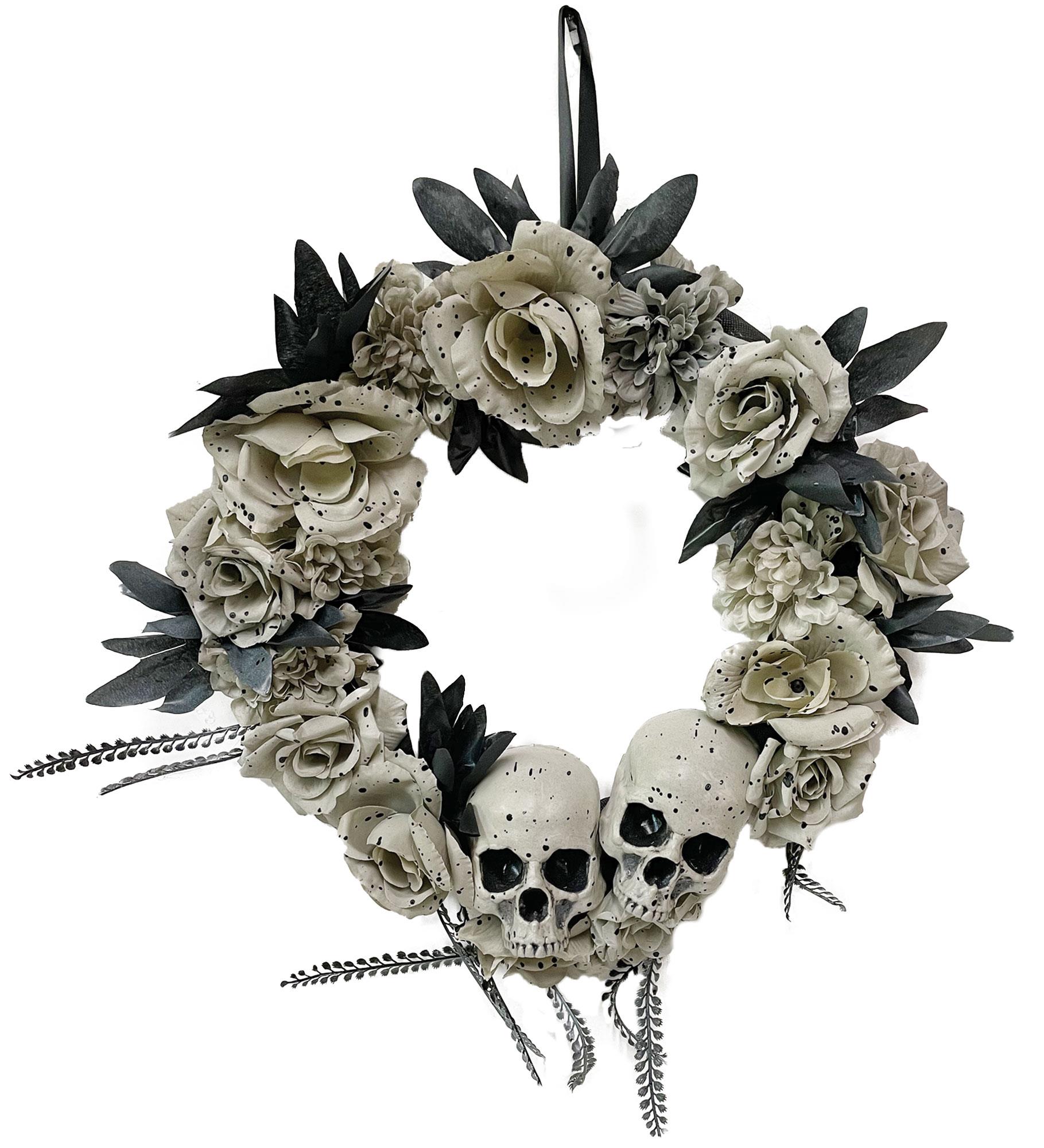 Skulls and Roses Wreath Halloween Prop
