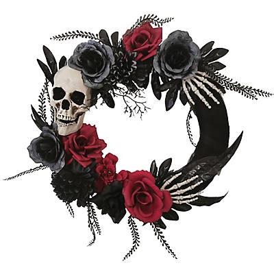 Skull Hands Roses 18in Wreath Halloween Prop
