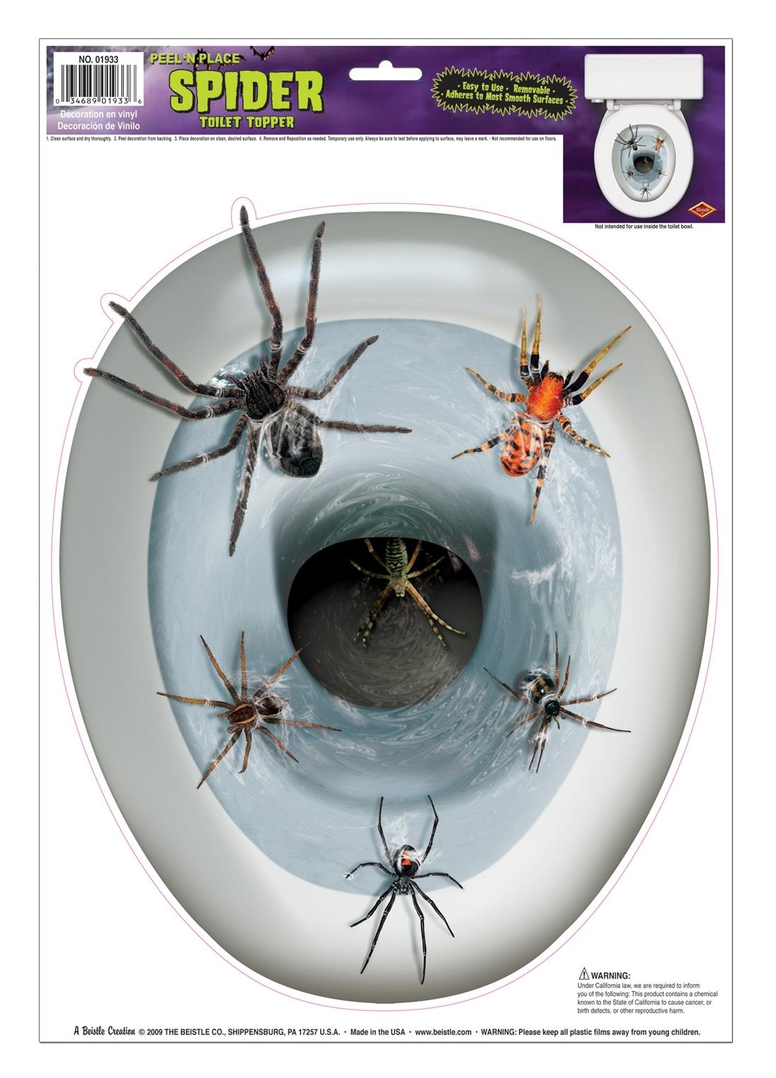 Spider Toilet Topper Peel n Place Halloween Decoration