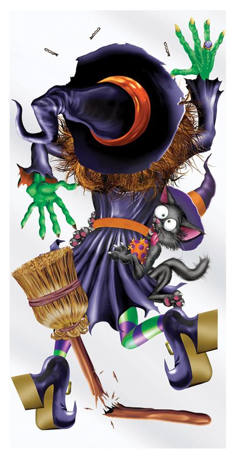 Crashing Witch Door Cover Halloween Decoration