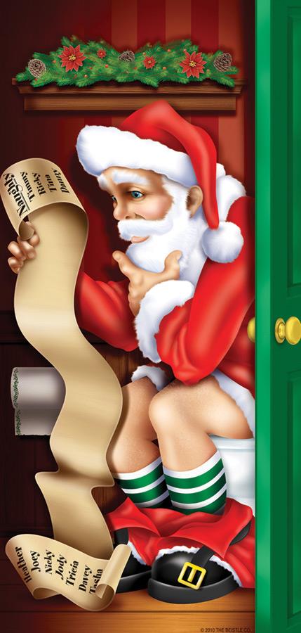 Santa Restroom Door Cover Christmas Decoration