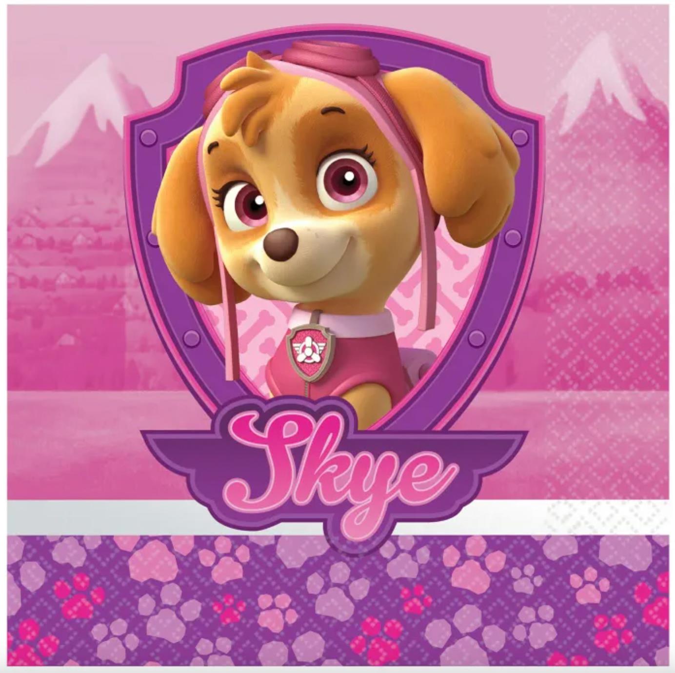 Paw Patrol Skye Girls 2 Ply Beverage Napkins Pack of 16