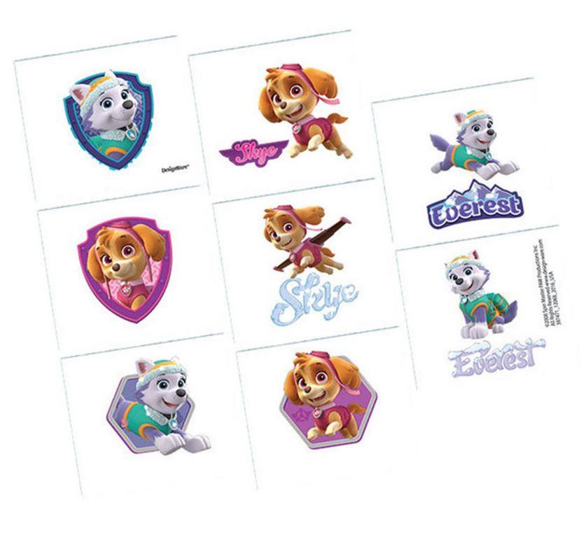 Paw Patrol Girls Tattoos Pack of 8