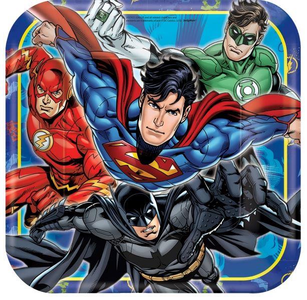 Justice League Square Paper Dinner Plates 23cm Pack of 8