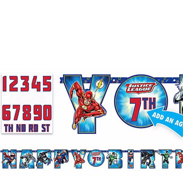 Justice League Add an Age Happy Birthday Banner