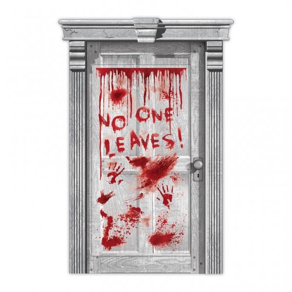 Asylum Dripping Blood Handprint No One Leaves Plastic Door Cover