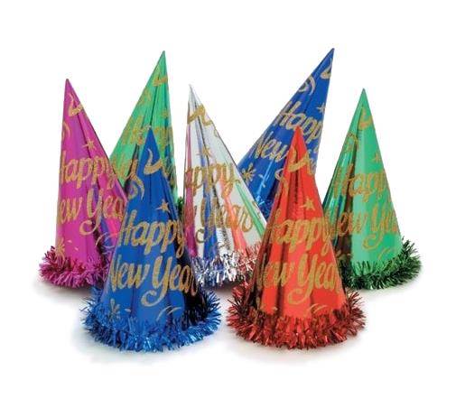 Happy New Year Foil Glitter Cone Hat