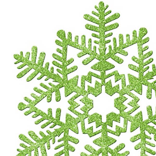 Green Glitter Snowflake Plastic Hanging Decoration 17cm