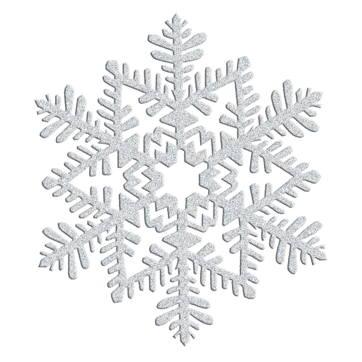 Medium Silver Glitter Snowflake Hanging Decoration 16cm