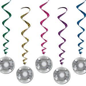 Disco Ball Hanging Whirl Decorations Pack of 5