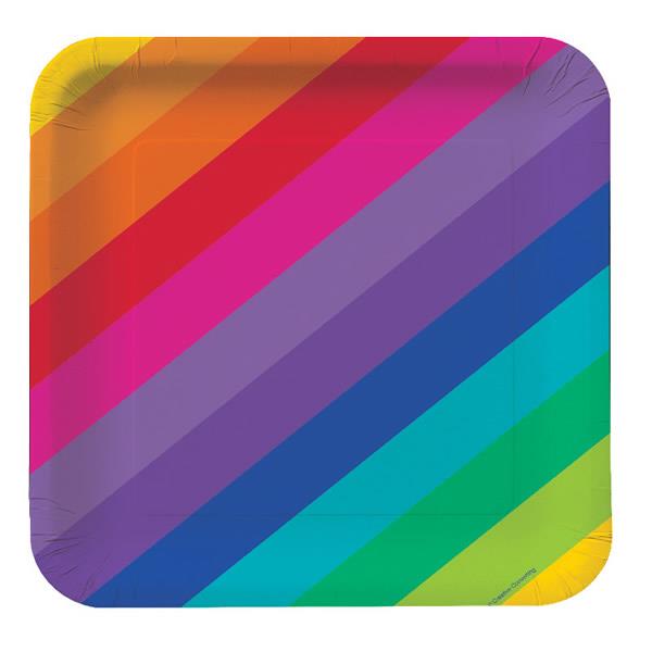 Rainbow Pride Square Paper Dinner Plates Pack of 8