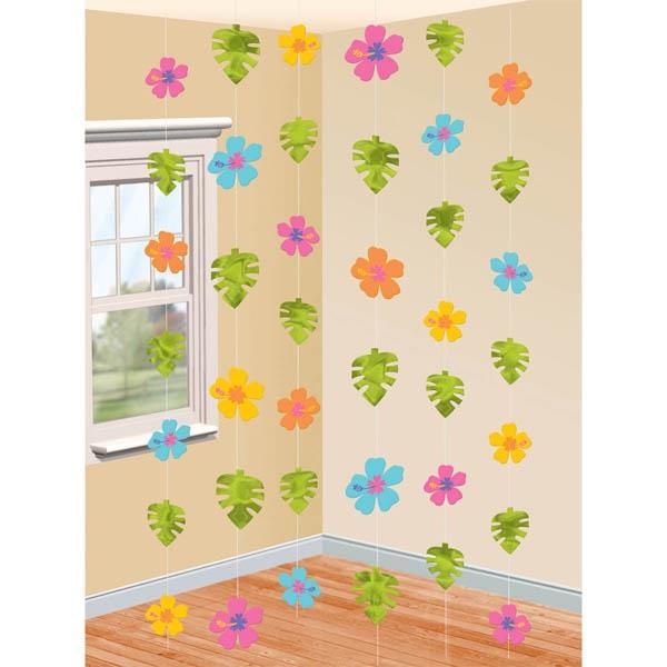 Hibiscus Hanging String Decorations Pack of 6