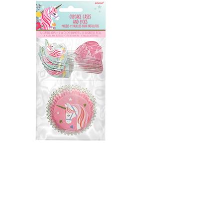 Magical Unicorn Cupcake Cases Picks Kit Pack of 24
