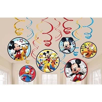 Mickey Mouse on the Go Hanging Swirl Decorations Pack of 12