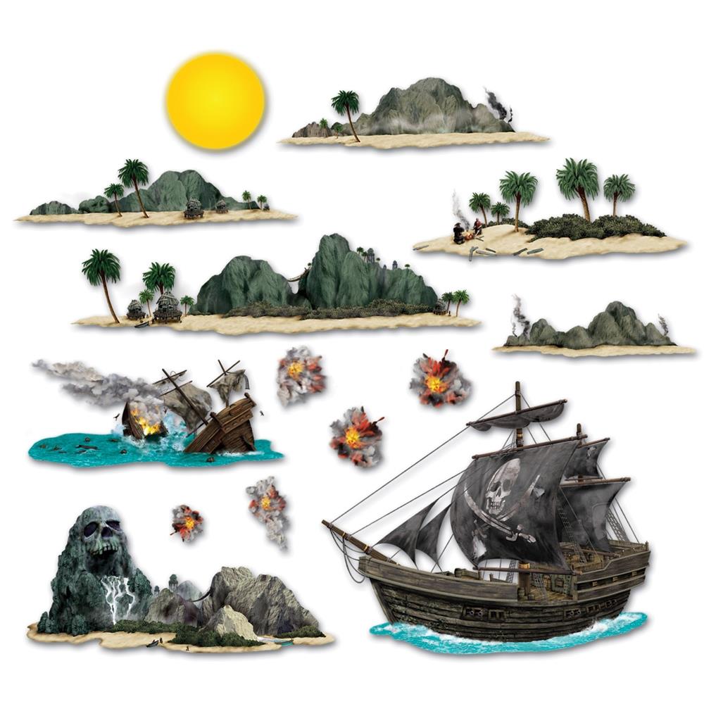 Pirate Ship and Island Pirate Decoration Props