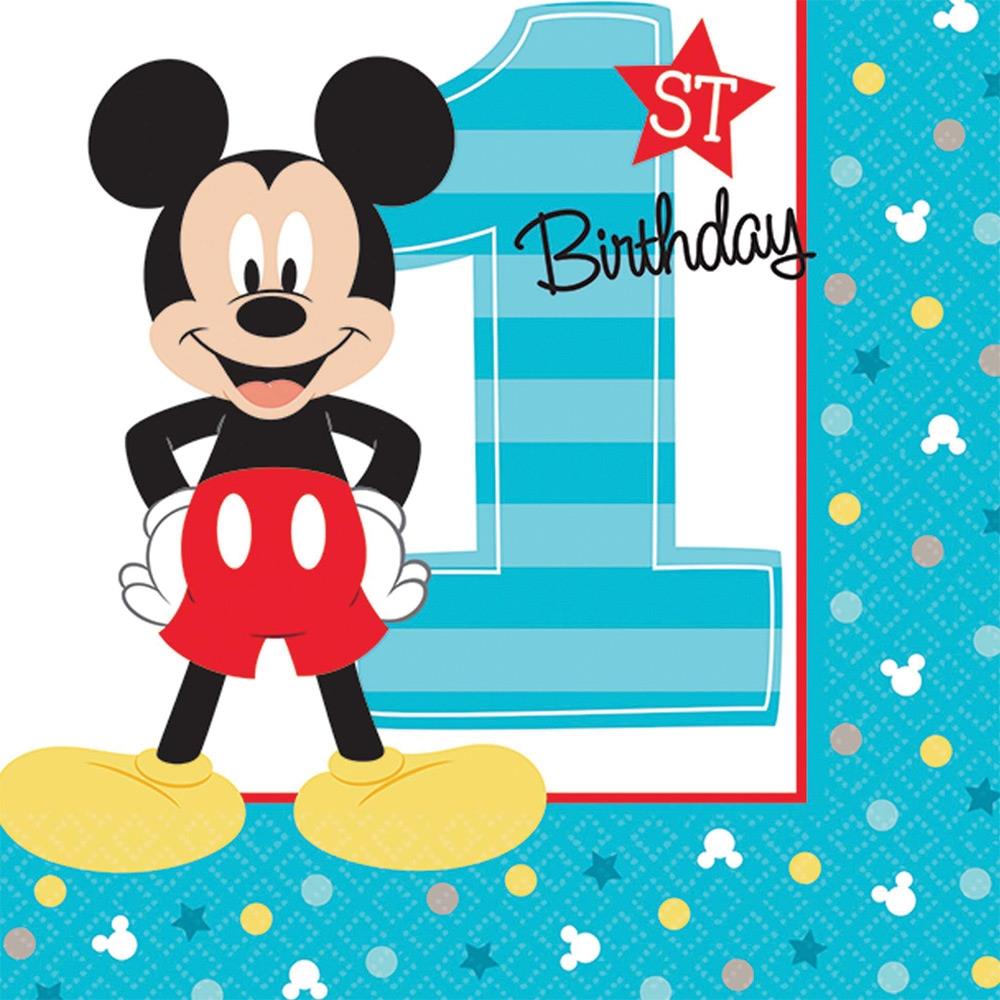 Mickey Mouse 1st Birthday Beverage Napkins Pack of 16