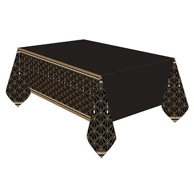 Glitz & Glam Black Gold Plastic Tablecover