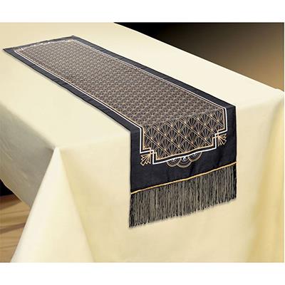 Glitz & Glam Black Gold Fabric Table Runner