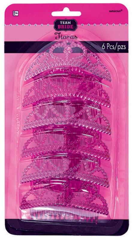 Bachelorette Mini Pink Tiara Favours Pack of 6