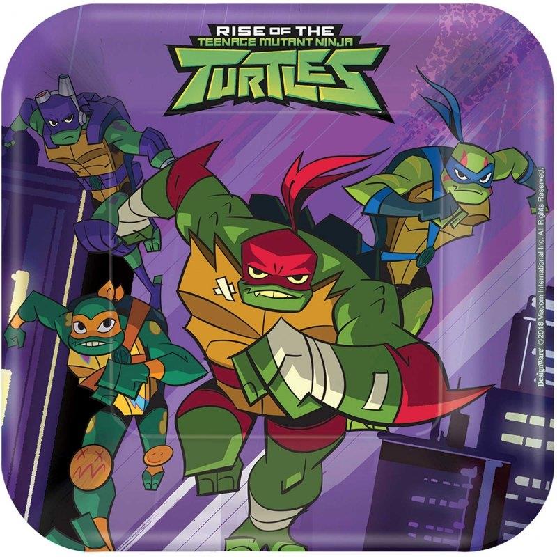 Rise of the Teenage Mutant Ninja Turtles 17cm Square Paper Plates Pack of 8