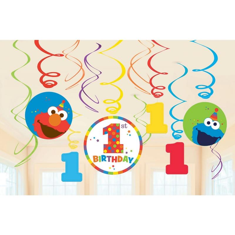Elmo Turns One Hanging Swirl Value Pack of 12