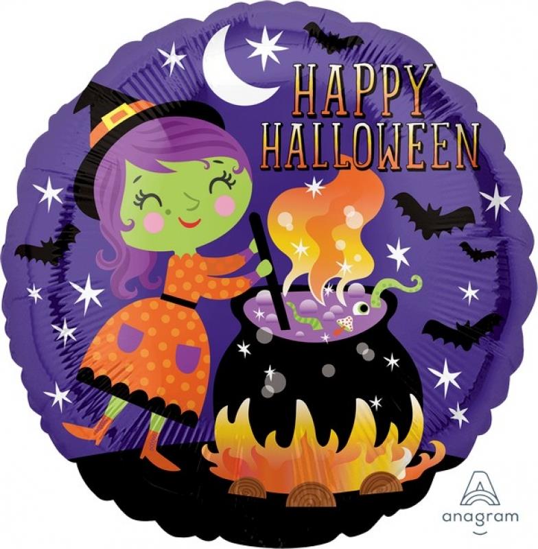 Happy Halloween Witch Cauldron 45cm Foil Balloon