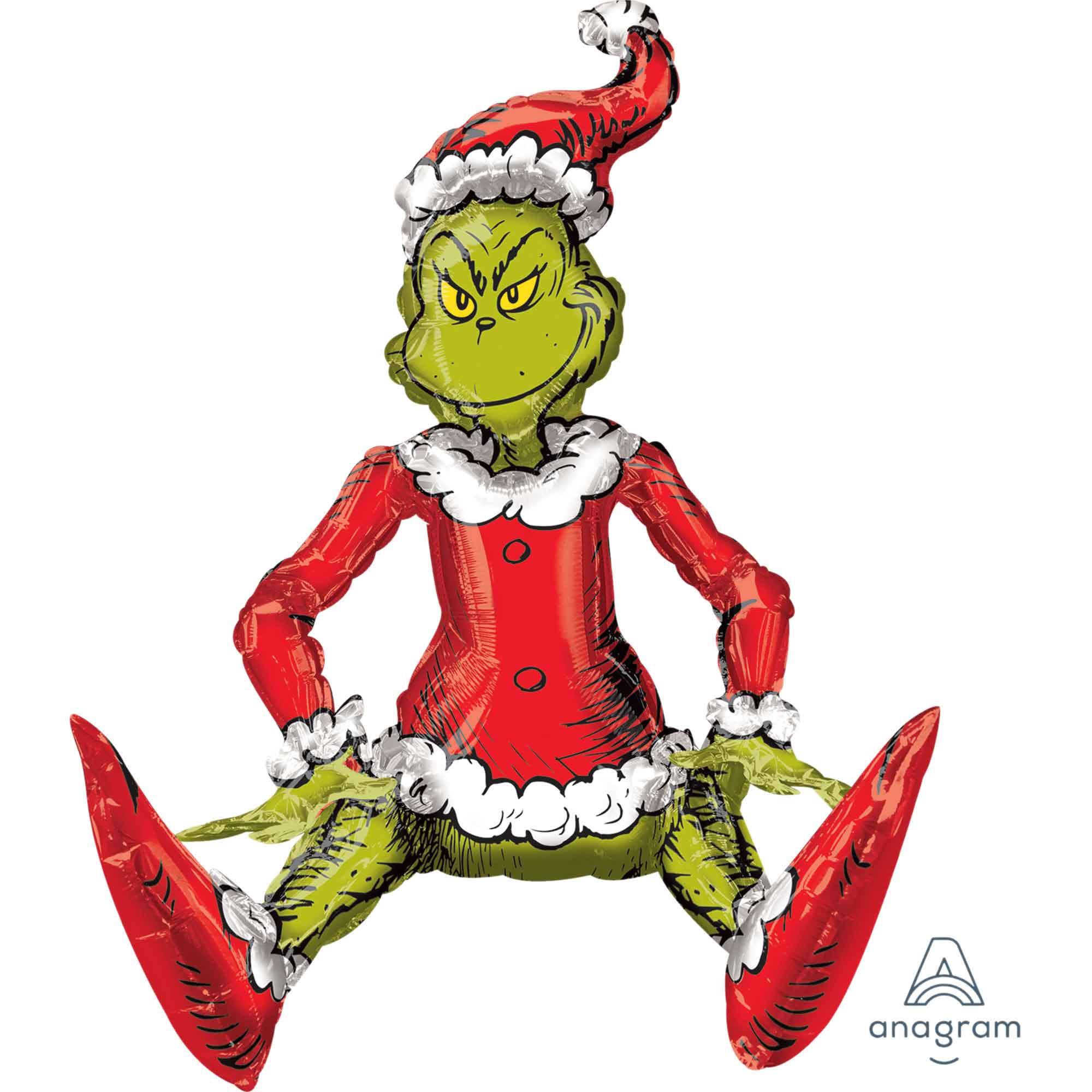 Dr. Seuss Grinch Movie Sitting Santa Grinch Foil Balloon