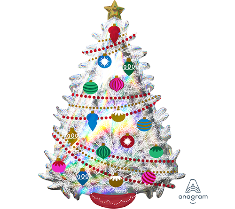Holographic SuperShape Iridescent Christmas Tree Foil Balloon