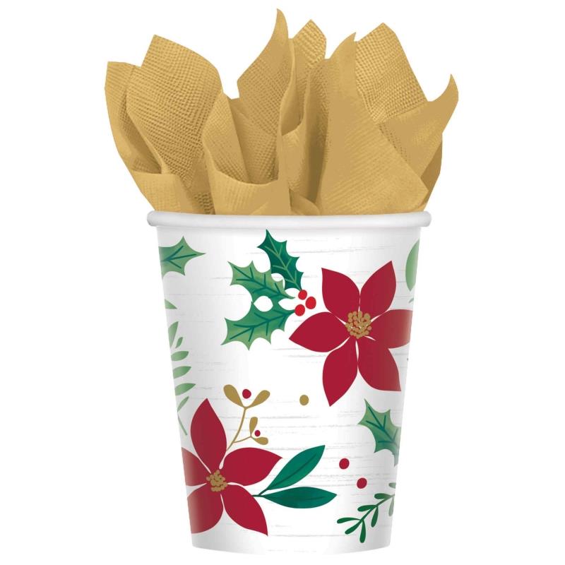 Christmas Wishes 266ml Paper Cups Pack of 8
