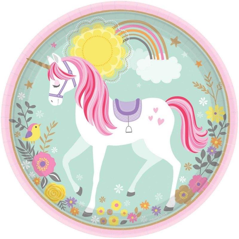 Magical Unicorn 23cm Round Paper Plates Pack of 8