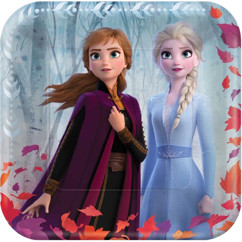 Frozen 2 23cm Square Metallic Dinner Plates Pack of 8