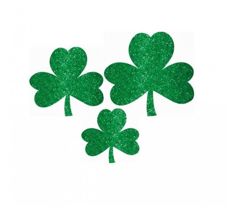 St. Patrick's Day Mini Assorted Glitter Shamrock Cutouts Pack of 10