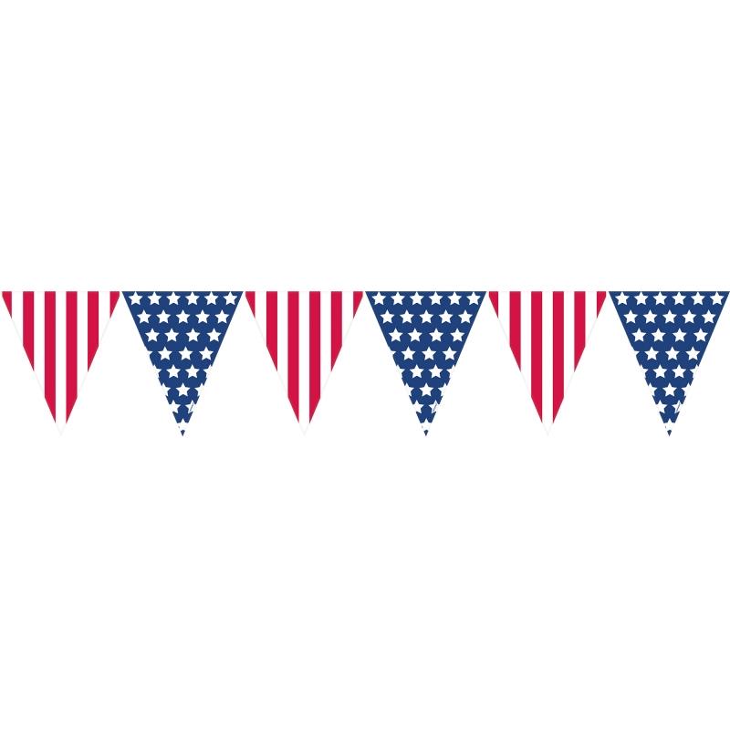 Patriotic USA Stars and Stripes Plastic Pennant Banner