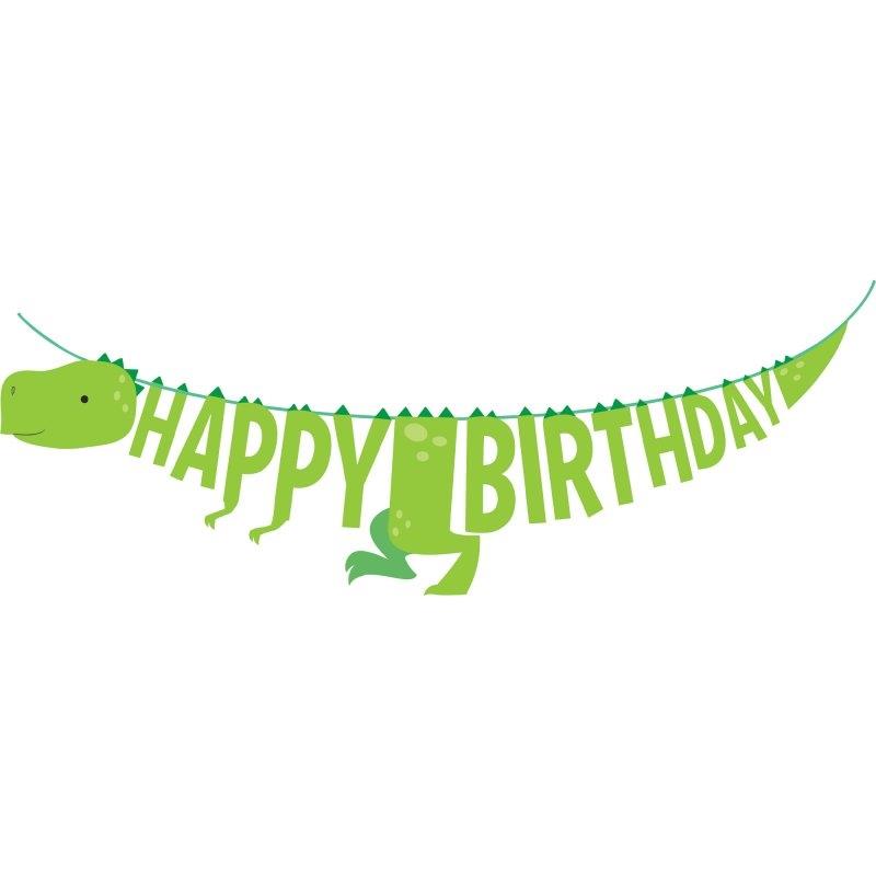 Dino Party Decor Shaped Ribbon Happy Birthday Banner