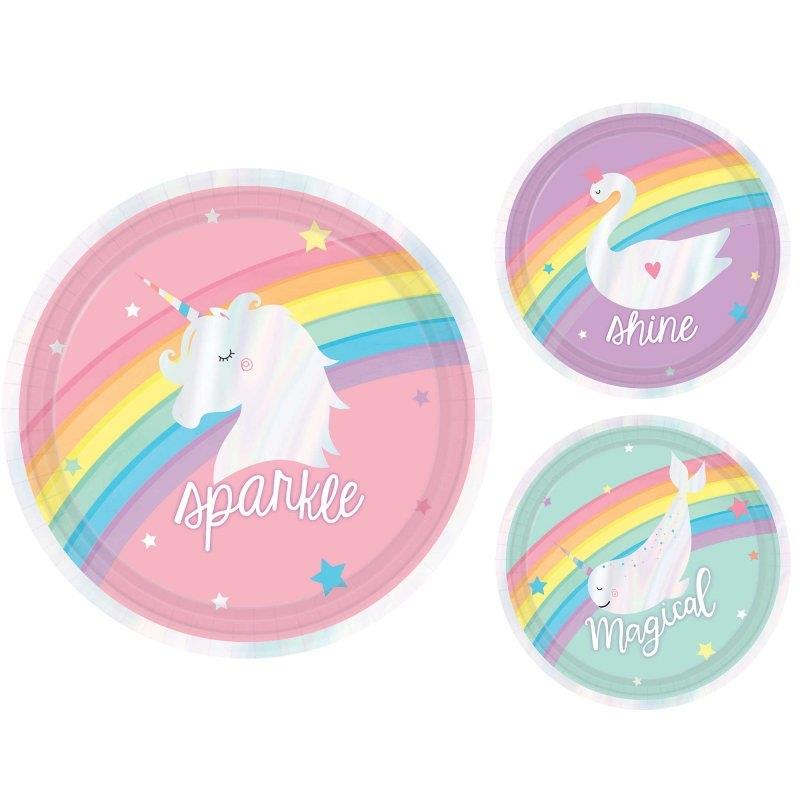 Magical Unicorn Rainbow Birthday 17cm Paper Lunch Plates Pack of 8